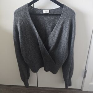 Wilfred Dark Gray Wrapped V-Neck Sweater